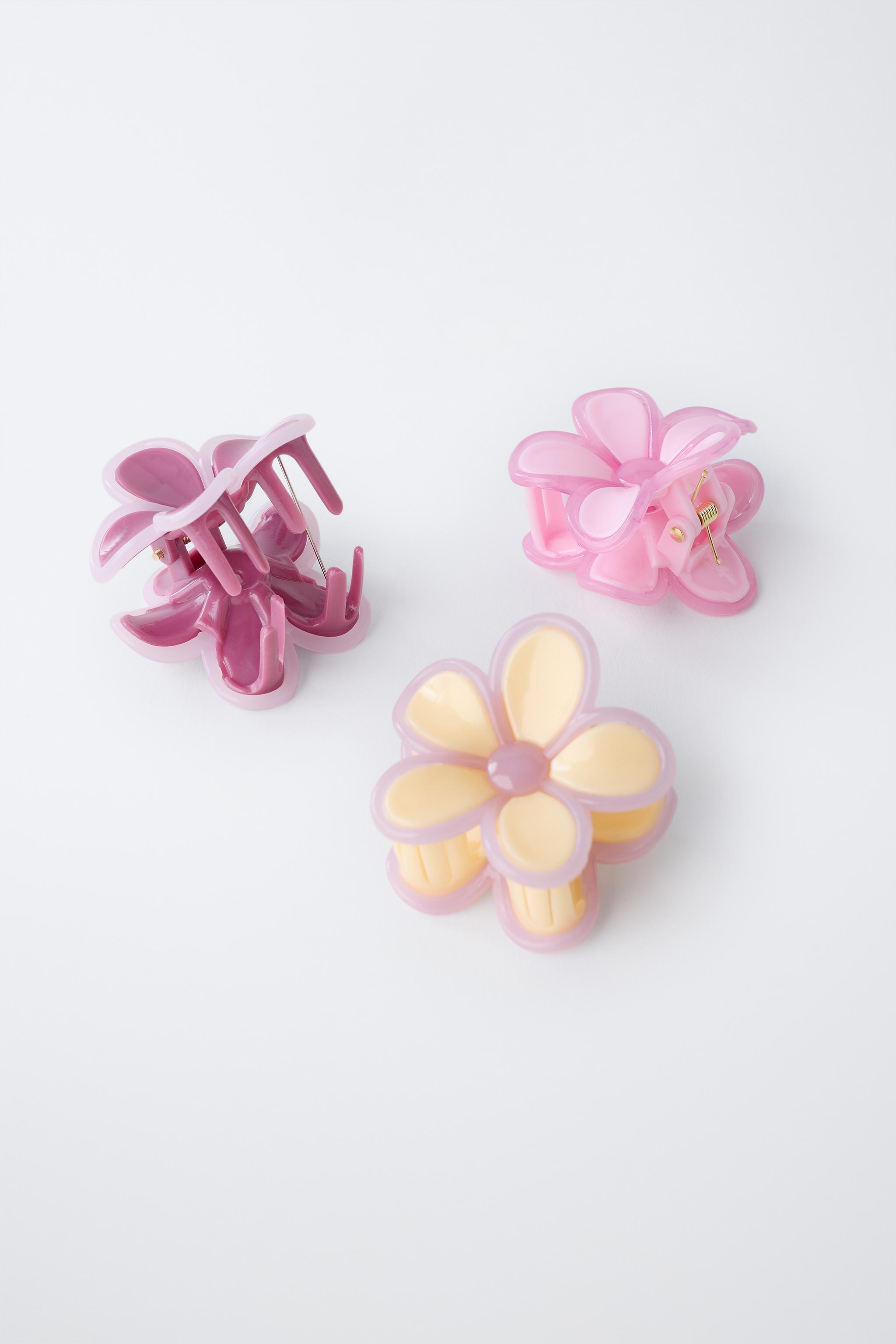 PACK OF THREE FLOWER HAIR CLIPS